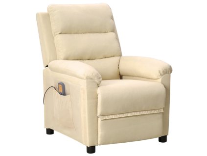 vidaXL Masážní křeslo krémové textil