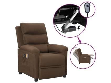 vidaXL Elektrické masážní křeslo hnědé textil