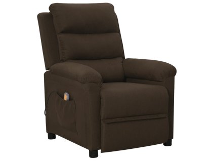 vidaXL Masážní křeslo tmavě hnědé textil