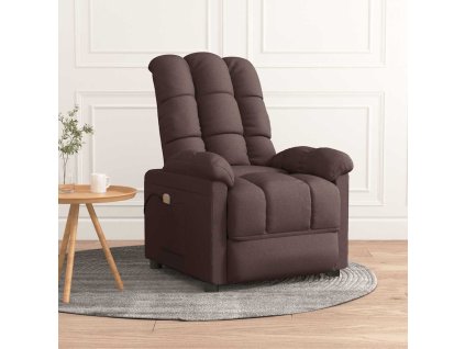 vidaXL Masážní křeslo tmavě hnědé textil