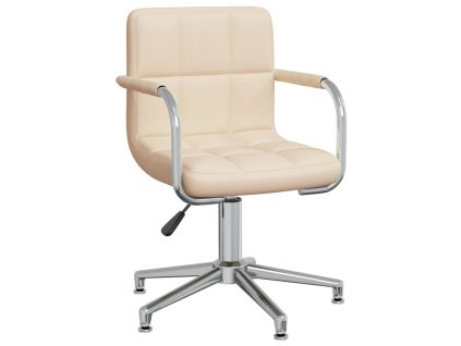 vidaXL Otočná jídelní židle krémová textil