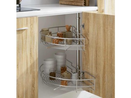 vidaXL 2patrový kuchyňský drátěný koš stříbrný 180 stupňů 75x38x80 cm