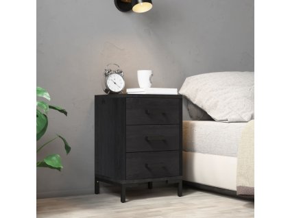 vidaXL Noční stolek černý 40x30x55 cm masivní recyklované borové dřevo
