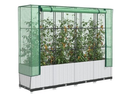 vidaXL Vyvýšený záhon se skleníkem ratanový vzhled 160 x 40 x 138 cm