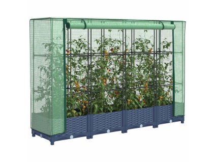 vidaXL Vyvýšený záhon s krytem na skleník, ratanový vzhled 160 x 40 x 123 cm
