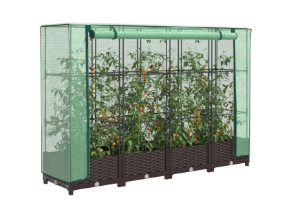 vidaXL Vyvýšený záhon se skleníkem ratanový vzhled 160 x 40 x 123 cm