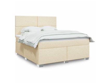 vidaXL Box spring postel s matrací krémová 180x200 cm textil
