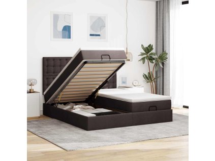 vidaXL Osmanský rám postele s matrací tmavě hnědá 200x200cm textil
