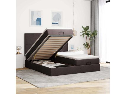 vidaXL Osmanský rám postele s matrací tmavě hnědá 180x200cm textil