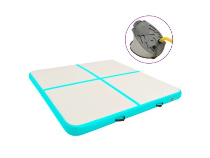 vidaXL Nafukovací žíněnka s pumpou 200 x 200 x 15 cm PVC zelená