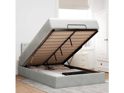 vidaXL Osmanský rám postele s matrací světle šedá 120x200cm samet