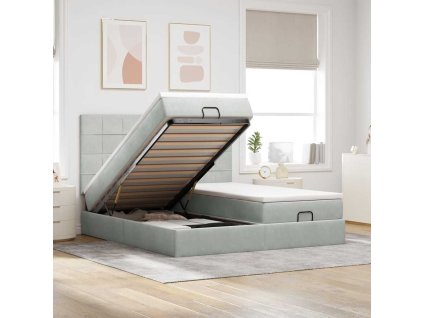 vidaXL Osmanský rám postele s matracíes světle šedá 180x200cm samet