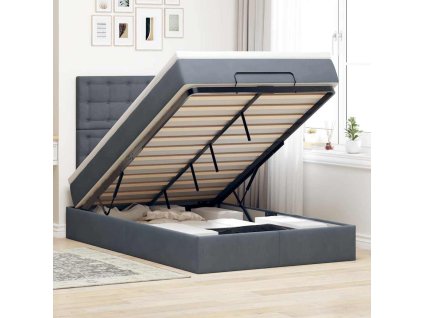 vidaXL Osmanský rám postele s matracemi tmavě šedá 120x200cm samet