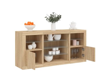 vidaXL Příborník s LED osvětlením dub sonoma 142,5 x 37 x 67 cm