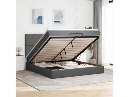 vidaXL Osmanský rám postele s matrací tmavě šedá 180x200cm textil