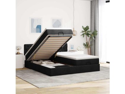 vidaXL Osmanský rám postele s matrací černý 200x200cm textil
