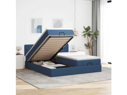 vidaXL Osmanský rám postele s matracíes modrá 200x200cm textil