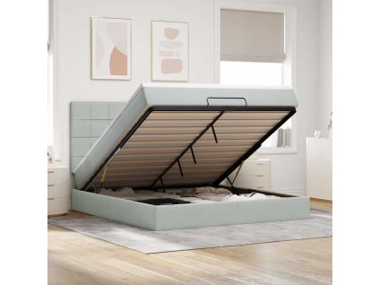 vidaXL Osmanský rám postele s matracíes světle šedá 160x200cm samet