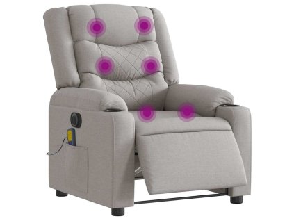 vidaXL Elektrické masážní polohovací křeslo obláčkově šedé textil