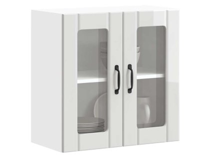 vidaXL Kuchyňská nástěnná skříňka se skleněnými dvířky "Lucca" z vysoce lesklého bílého dřeva