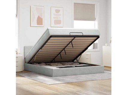 vidaXL Osmanský rám postele s matrací světle šedá 160x200cm samet