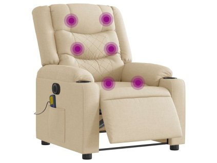 vidaXL Elektrické masážní polohovací křeslo krémové textil