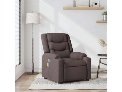 vidaXL Masážní polohovací křeslo tmavě hnědé textil