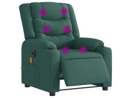 vidaXL Elektrické masážní polohovací křeslo tmavě zelené textil