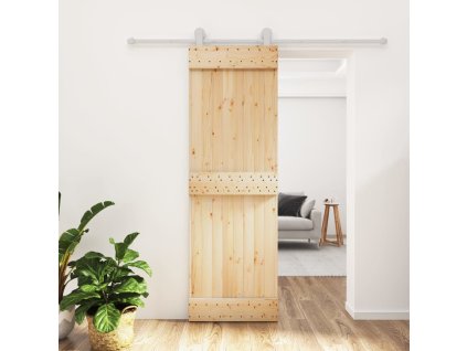 vidaXL Posuvné dveře s kováním 70 x 210 cm masivní borové dřevo