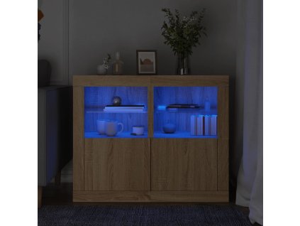 vidaXL Odkládací skříňky s LED osvětlením 2 ks dub sonoma kompozit