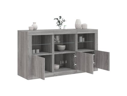 vidaXL Příborník s LED osvětlením šedý sonoma 123 x 37 x 67 cm