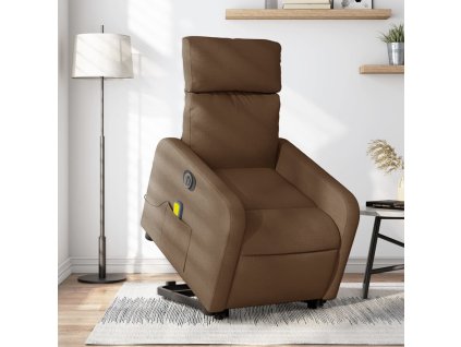 vidaXL Elektrické zvedací masážní polohovací křeslo hnědé textil