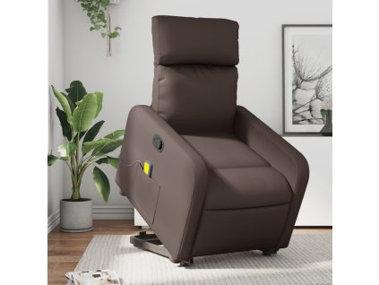 vidaXL Zvedací masážní polohovací křeslo hnědé umělá kůže
