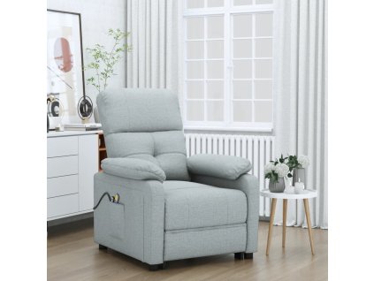vidaXL Elektrické masážní křeslo světle šedé textil