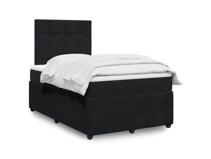 vidaXL Box spring postel s matrací černá 120 x 190 cm samet