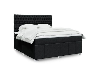 vidaXL Box spring postel s matrací černá 180x200 cm textil