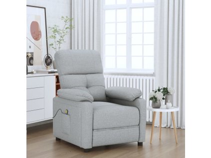 vidaXL Masážní křeslo světle šedé textil
