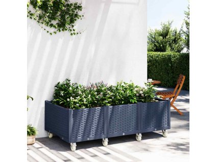 vidaXL Zahradní truhlík na kolečkách modrá šedá 150 x 80 x 54 cm PP