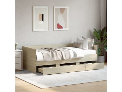 vidaXL Válenda se zásuvkami bez matrace dub sonoma 100 x 200 cm