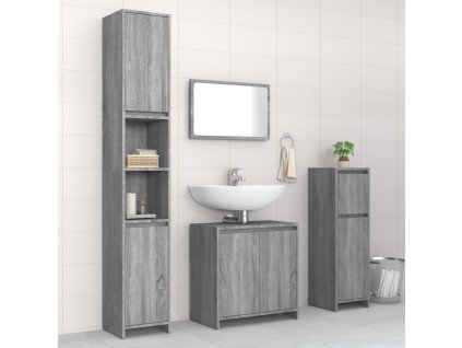 vidaXL 4dílný set koupelnového nábytku šedý sonoma kompozitní dřevo