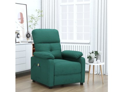 vidaXL Masážní křeslo tmavě zelené textil