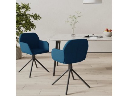 vidaXL Otočné jídelní židle 2 ks modré samet