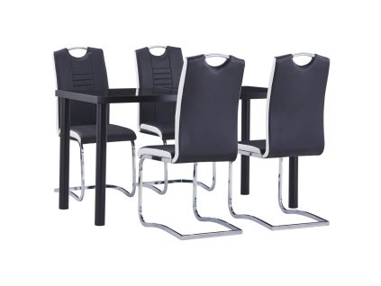 vidaXL 5dílný jídelní set umělá kůže černý