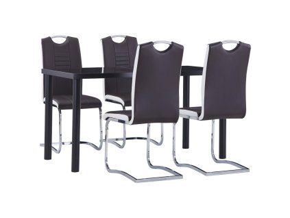 vidaXL 5dílný jídelní set umělá kůže hnědý