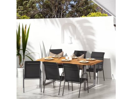 vidaXL Zahradní židle 6 ks ocel a textilen černé