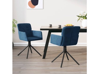 vidaXL Otočné jídelní židle 2 ks modré samet