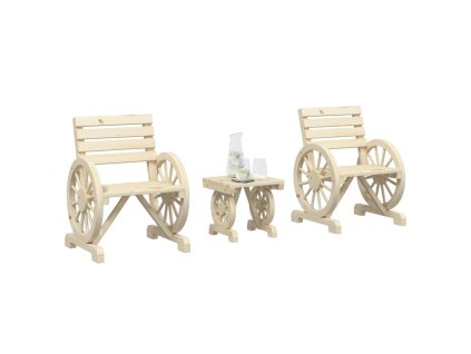 vidaXL 3dílná zahradní sedací souprava masivní jedlové dřevo