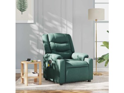 vidaXL Masážní polohovací křeslo tmavě zelené textil