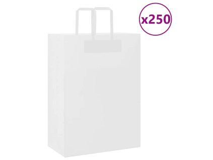 vidaXL Papírové tašky 250 ks s uchy bílé 32x17x44 cm