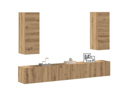 vidaXL Sada 4 kusů nástěnné TV skříňka dub artisan kompozitní dřevo